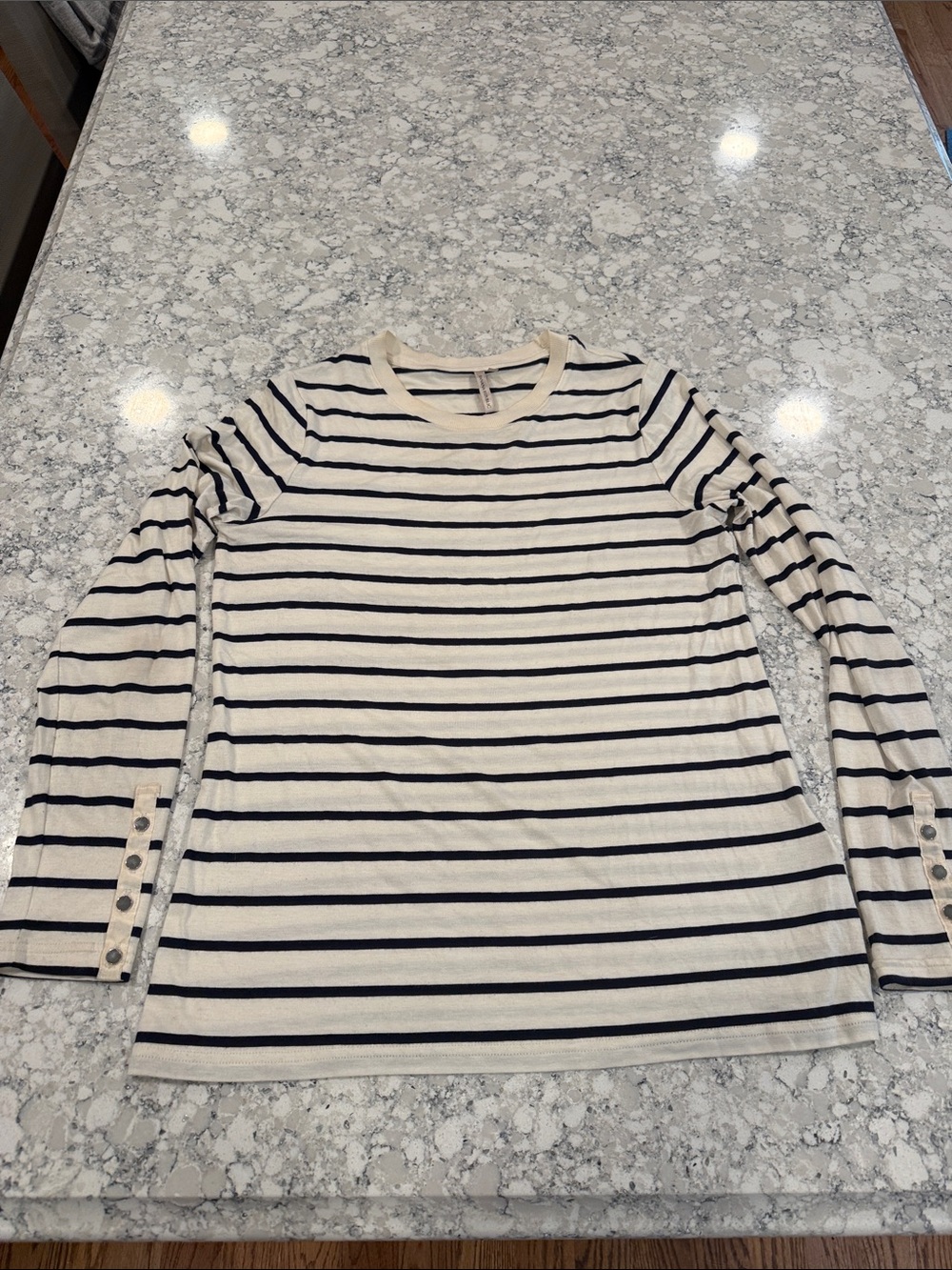 Banana republic nautical Striped Long Sleeve Tee with Button Cuff size M
